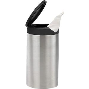 Spectrum Disinfecting Wipes Container Large Satin Nickel Refillable Stainless Steel Wipe Holder for Bathroom Kitchen Classroom, Reuseable Push Button Wet Wipe Dispenser for Cleaning Countertop (Standard (Pack of 1))