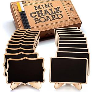 Mini Chalkboard Signs, 20 Pack Framed Small Chalk Board Food Labels with Easel Stand for Party Buffet or Wedding Celebration, Wooden Blackboard as Place Cards for Table Setting or Numbers