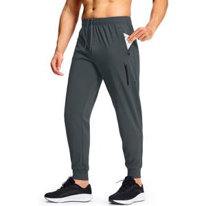 Men's Athletic Joggers Sweatpants with Zipper Pockets Running Gym Track Workout Pants for Men (Medium, Carbon Gray)