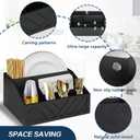 Ukonvi Paper Plate Dispenser, Paper Plate Holder for Kitchen Counter, Wood Rustic Silverware Utensil Caddy, Cutlery Flatware Organizer Box for Cups Spoons Forks Plates Napkins, Kitchen Accessories