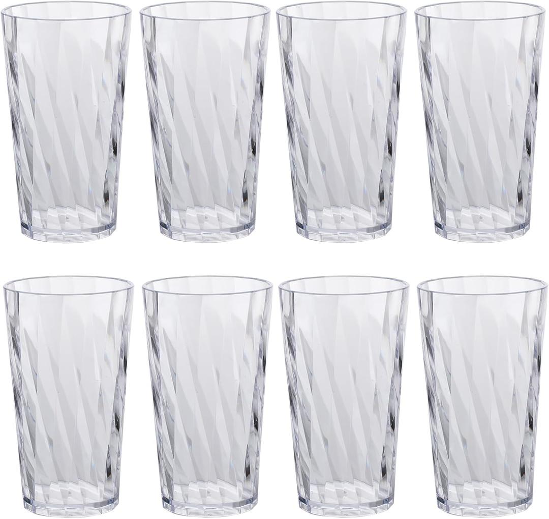 Unbreakable Plastic Drinking Glassesset of 8, Shatterproof Drinking Cups, Plastic Glass Cups, 10 Oz Plastic Tumbler Cups, Dishwasher Safe (Transparent)
