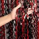 Pack of 4, 3.3x6.6 ft Red and Black Foil Fringe Backdrop Curtains - Wavy Tinsel Streamers Birthday Birthay Decorations, Fringe Backdrop for Graduation, Xmas, Disco Party