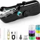 Portable Handheld Sewing Machine for Adults - Mini Hand Held Sewing Stitching Machine for Beginners - Small Electric Cordless for Quick Fabric Home Travel Clothes Pants DIY Fabric Denim (Black)