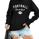 Teyseev Women Football Mom Sweatshirt Vintage Game Day Pullover Football Gameday Long Sleeve Outfits Top