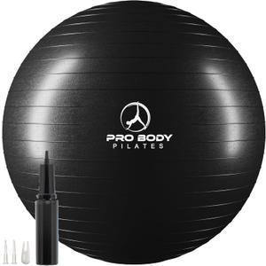 ProBody Pilates Exercise Ball - Multiple Sizes Gym Grade Balance Ball for Fitness, Workout, Pregnancy & Physical Therapy, Stability Yoga Ball Chair (Black, 65 cm)