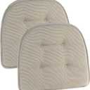 Klear Vu Omega Non-Slip Chair Cushions, Assembled in USA, U-Shaped Skid-Proof Seat Pads for Dining Room, Kitchen, Office, 15"x16" 2 Pack Slub Natural 2 Count