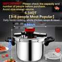 6.34 Quart Stainless Steel Pressure Cooker, Medium Size Stovetop Pressure Cooker, Induction Compatible, Heavy Duty, Even Heat Base for Daily Family Cooking