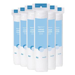 Amazon Basics Hypoallergenic 100% Cotton Rounds for Makeup Remover and Skincare, All Skin Types, 600 Count, 6 Packs of 100 Count