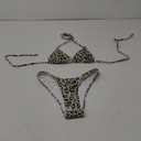 Women's 2-Piece Bikini Swimwear, Sexy Retro Leopard Print Triangle Top & High-Cut Bottom Set