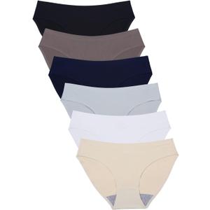 Wealurre Seamless Underwear Invisible Bikini No Show Nylon Spandex Women Panties (Medium, B/W/a/Db/Br/G)