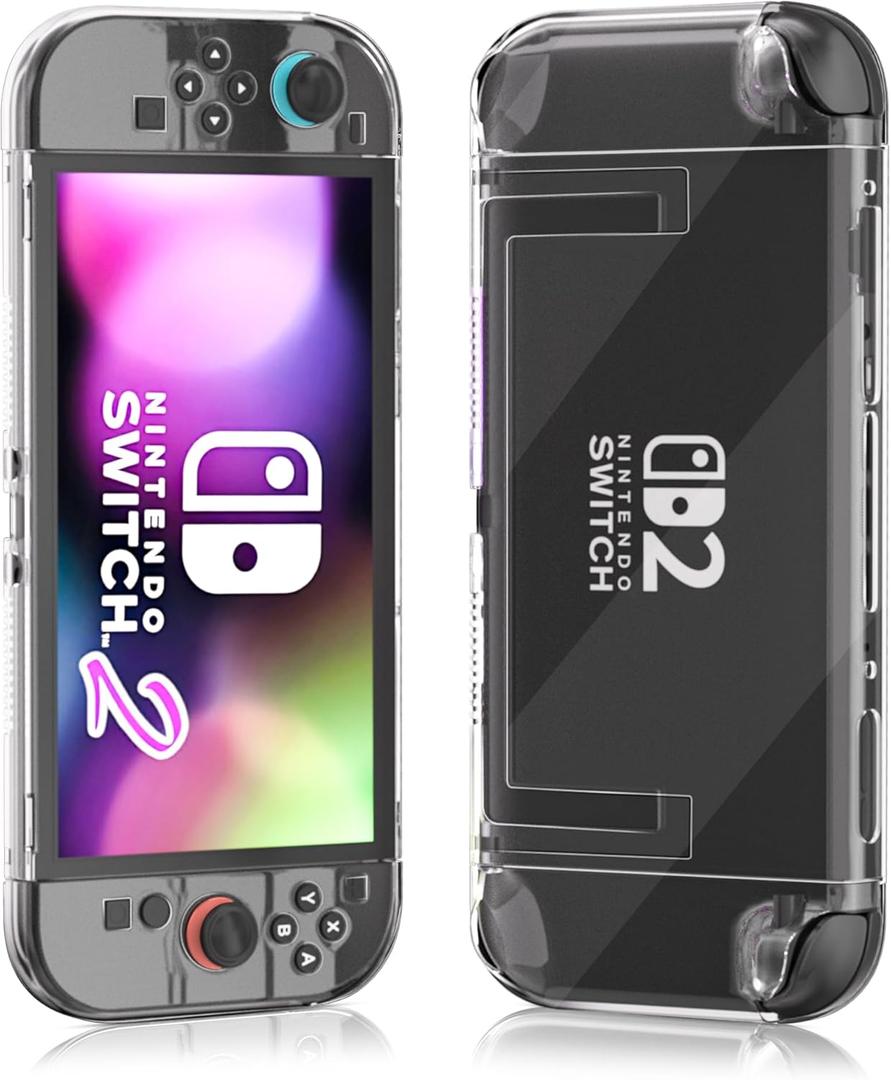 Clear Switch 2 Dockable Case for Nintendo Switch 2025, Ultra-Thin Hardshell Protective Cover Skin Fit Switch 2 Console & Controller Grip, Waterproof Anti-Scratch Transparent Protector
