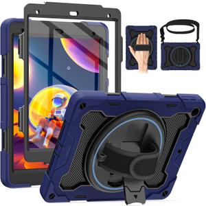 for iPad 9th 8th 7th Generation Case iPad 10.2 inch with HD Screen Protector, 360 Rotating Kickstand/Hand Strap, Shoulder Strap, Heavy Duty Military Grade - Kids Friendly
