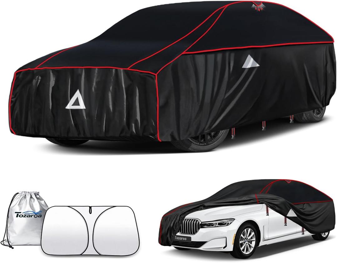 Hail Protector Car Cover for Sedan(Length:195"-208"),Waterproof All-Weather Outdoor Anti Hail Thick Multi-Layered EVA with Sun Visor&Storage Bag for ES350, Models, Avalon, Impala etc.