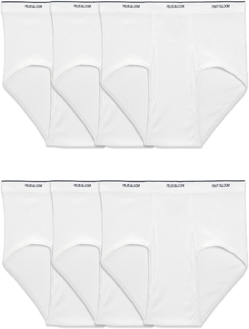 Fruit of the Loom Men's Underwear Briefs, Tag Free & Moisture Wicking, Assorted Color Multipacks (4X-Large Big, 6 Pack - White - Big Man)