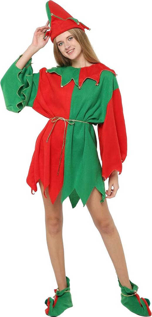 EraSpooky Women Christmas Santa Elf Costume for Christmas Party (One Size)