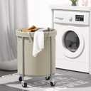 Aduanbang 170L Laundry Basket with Wheels, Rolling Hamper with Removable Bag & Steel Frame, Round Laundry Cart with 4 Casters & 2 Brakes, Ideal for Bedroom, Bathroom & Laundry Room
