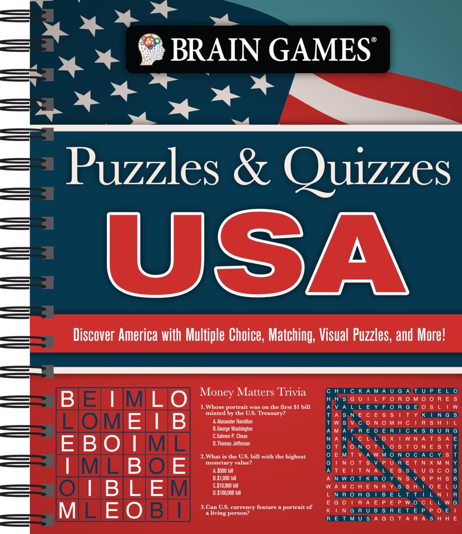 Brain Games - Puzzles and Quizzes: USA: Discover America with Multiple Choice, Matching, Visual Puzzles, and More!
