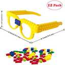 Hxezoc 12 Pcs DIY Building Bricks Glasses Building Blocks Games for Kids Creative Building Block Birthday Party Supplies
