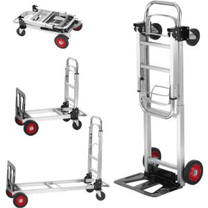 VEVOR Aluminum Folding Hand Truck, 2 in 1 Design 400 lbs Capacity, Heavy Duty Industrial Collapsible cart, Dolly Cart with Rubber Wheels for Transport and Moving in Warehouse, Supermarket, Garden