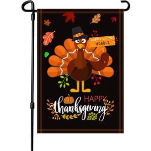 4 x Thanksgiving Garden Flag,Happy Thanksgiving Flags 12 x 18 Inch House Flag Double-Sided 2 Layer Turkey House Flag For Decoration