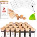 Churboro 24 Glass Spice Jars with Bamboo Airtight Lids, 400 Spice Labels, Funnel and Chalk Marker Set Spice Containers, 4 OZ Glass Storage Jars