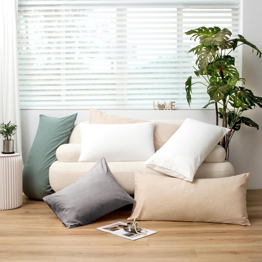 Super Soft Pillowcase - Washed Microfiber Lightweight Oatmeal Pillow Cases Body Size 1PCS, Easy Care and Fade Resistant Stain Resistant 20x54 Inches