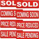 8 Pack Bundle of Real Estate Rider Signs Magnets Real Estate Rider 18 x 6 Inch Magnetic Waterproof Reusable Coming Soon, Sold, Sale Pending, and Price Reduced Signs