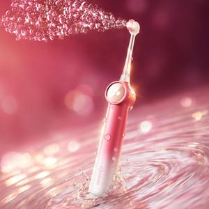 RANVOO AirJet X5 [Gift-Ready Pink Edition | Next-Gen Jet-Flow] Electric Toothbrush, 100% Plaque Removal, Whitening & Gum Care, 60-Day Battery Life, Rechargeable with 3 Pro Brush Heads, Cyclamen Pink