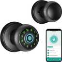Fingerprint Door Lock - Smart Door Knob with Passcode Keypad, Finger Print Biometric Door Knobs & App Control, Keyless Smart Door Lock for Apartment Bedroom Hotel Office (Black)