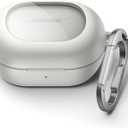 SURITCH Magnetic Cases for Bose New QuietComfort Earbuds (2024) Case Cover, Rugged Shockproof Protective Cover for Bose QuietComfort Earbuds with Magnetic Lok & Carabiner & Cleaning Kit, White