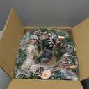 20 Inch Christmas Wreath - Christmas Front Door Wreath Ornament with LED Lights Pinecone Berries Artificial Pine Garland for Party Table Fireplaces Porch Walls New Years Home Decor