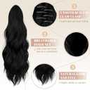 FELENDY 16" Ponytail Extension Long Curly Wavy Ponytails Clip in Claw Hair Extension Pony Tails Natural Looking Synthetic Hairpiece for Women Dark Black