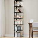 ALLSTAND 6 Tier Rotating Bookshelf, 360 ° Display Stackable Spinning Bookshelf Tower, Corner Bookshelf Tall Floor Standing Swivel Bookcase Narrow Storage Organizer for Bedroom, Living Room, Black