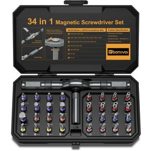 34 in 1 Magnetic Screwdriver Set, DIY Ratchet Screwdriver Set, Multi Bit Magnetic Drive Sets with Ratcheting Handle, Handy Repair Tool Kit for Electronics, Bike, Furniture, DIY, Computer