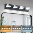 VONLUCE Bathroom Vanity Light Fixture, 4-Light Modern LED Vanity Light, 3CCT Adjustable Bathroom Lights with Memory Function Rotatable Shades, 26" Wall Lighting Fixture Over Mirror, Matte Black