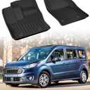 Car Floor Mats for Ford Transit Connect: 2014-2021 Front Row Mats, Only Fit Vinyl Floor and Floor Posts, All Weather Floor Liners for Connect Van Accesories, Heavy-Duty Anti-Slip Black TPE Carpets