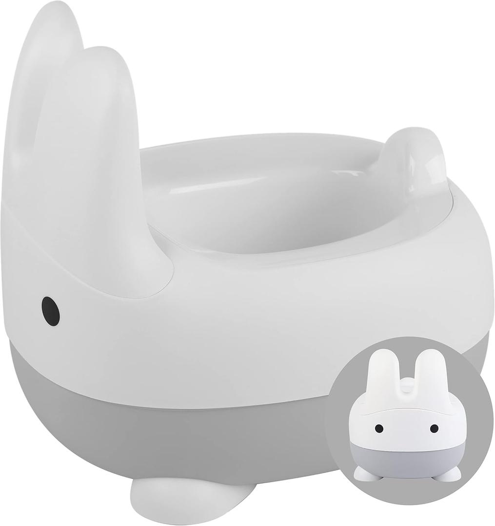 Bunny Toddler Potty Training Toilet Seat - Comfortable Toddler Toilet Seat - Easy to Clean Removable Bowl - Non-Slip Kids Potty Chair - Toddler Potty Seat for Boys & Girls (Gray)