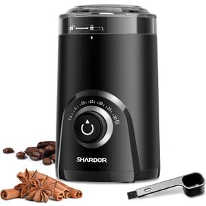 SHARDOR Electric Super Silent Blade Coffee Grinder, Timed Grind Control Rotary Knob, Adjustable Coarse to Fine for Coffee Beans, Spices & Herbs, Black
