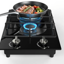 ANHANE 12-Inch Gas Cooktop, 2 Burner Drop-In Propane Stove Top, 14,600 BTU NG/LPG Dual Fuel Stainless Steel RV Cooktop with Auto-Shutoff Protection for Tiny Homes, Apartments & Campers