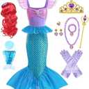 Huutiomys Little Girl Luxury Mermaid Costume Princess Dress for Girls with Accessories Size 110