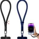 Phone Lanyard, 2 Pack Adjustable Cell Phone Lanyard Strap, Hand Wrist Strap Lanyard with Tether Tabs for Smartphones (Black+blue)