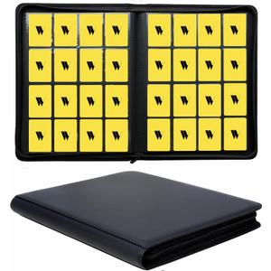 16 Pocket Card Binder, 1000+ Premium Zip Trading Card Binder, Double Sided Pocket Card Binder Album, Ringless Card Folder for MTG, TCG, Sports Card (Black, 16Pockets)