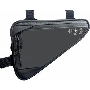 Bike Frame Bag, Water Resistant Reflective Bicycle Triangle Bag with 2 Side Pockets, Top Tube Bag for Phone, Bicycle Storage Pouch for MTB & Road Cycling Tool Accessories (Black)