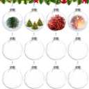 12Pcs 60mm Clear Plastic Christmas Ball Ornaments 2.36'' Round Clear Plastic Fillable Bulb DIY Craft Ornaments Shatterproof Xmas Tree Hanging Balls for Holiday, Wedding, Birthday, Christmas Wreath