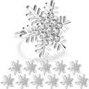 ZeeDix Christmas Silver Snowflake Napkin Rings Set Of 12, Napkins Ring for Dinning Table - Rustic Dinner Tables Decoration for Wedding Receptions Christmas Thanksgiving Holiday Party Dinner Parties