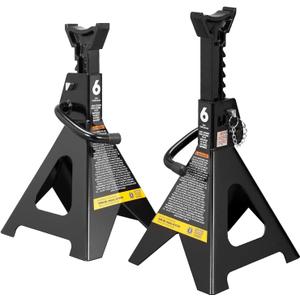 Big RED AT46002ABR-3 Torin Steel Jack Stands, Double Locking Pins, 6 Ton (12,000 lb.) Capacity, Black, 1 Pair