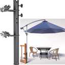 Patio Table/Offset Umbrella Railing Holder, Stainless Steel Outdoor Umbrella Mount/Bracket for Deck Railing, Adjustable Base Width (Tube ID: 1.96")
