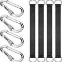 4 PCS Black Tree Swing Straps Hanging Kit with 4 Carabiners, 24cm / 9.4inches Length Tree Swing Hanging Kit Holds 220 lbs Perfect for Tree Swing Hammocks