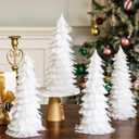 Liliful 4 Pcs Christmas White Feather Tree with Glitter Tips 12'' Table Top Feather Christmas Tree Xmas Trees Tabletop Decorations Centerpieces for Winter Wedding Party Shelf Home Decor