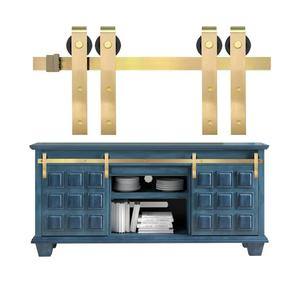Rio Salto Mini Gold Barn Door Hardware Kit (5FT Track Kit (Double Door))